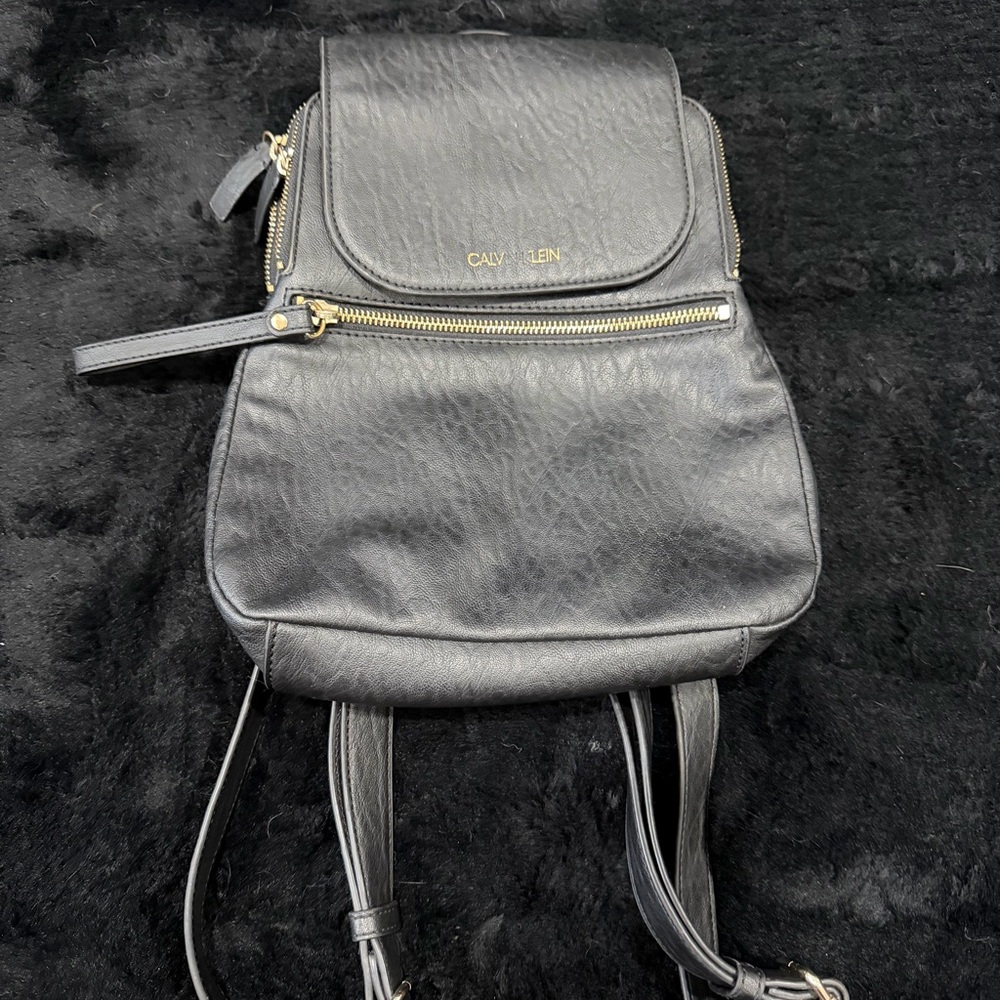 Calvin Klein Black Backpack with Gold Accents